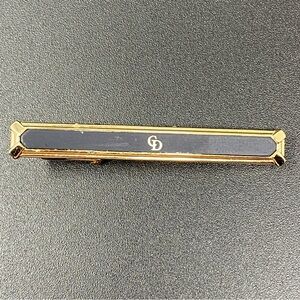 Christian Dior CD logo Vintage Tie Clip Gold Tone And Enamel